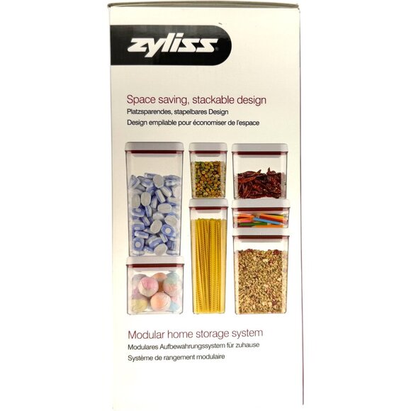 Zyliss Twist & Seal 5 Pc Airtight Food Storage Container Set BPA Free White Red - Picture 3 of 5